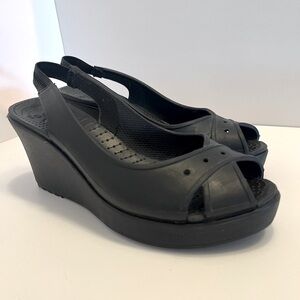 Crocs slip on heels platform black 9w